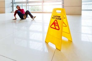 A man slips falling on a wet floor in Windsor.
